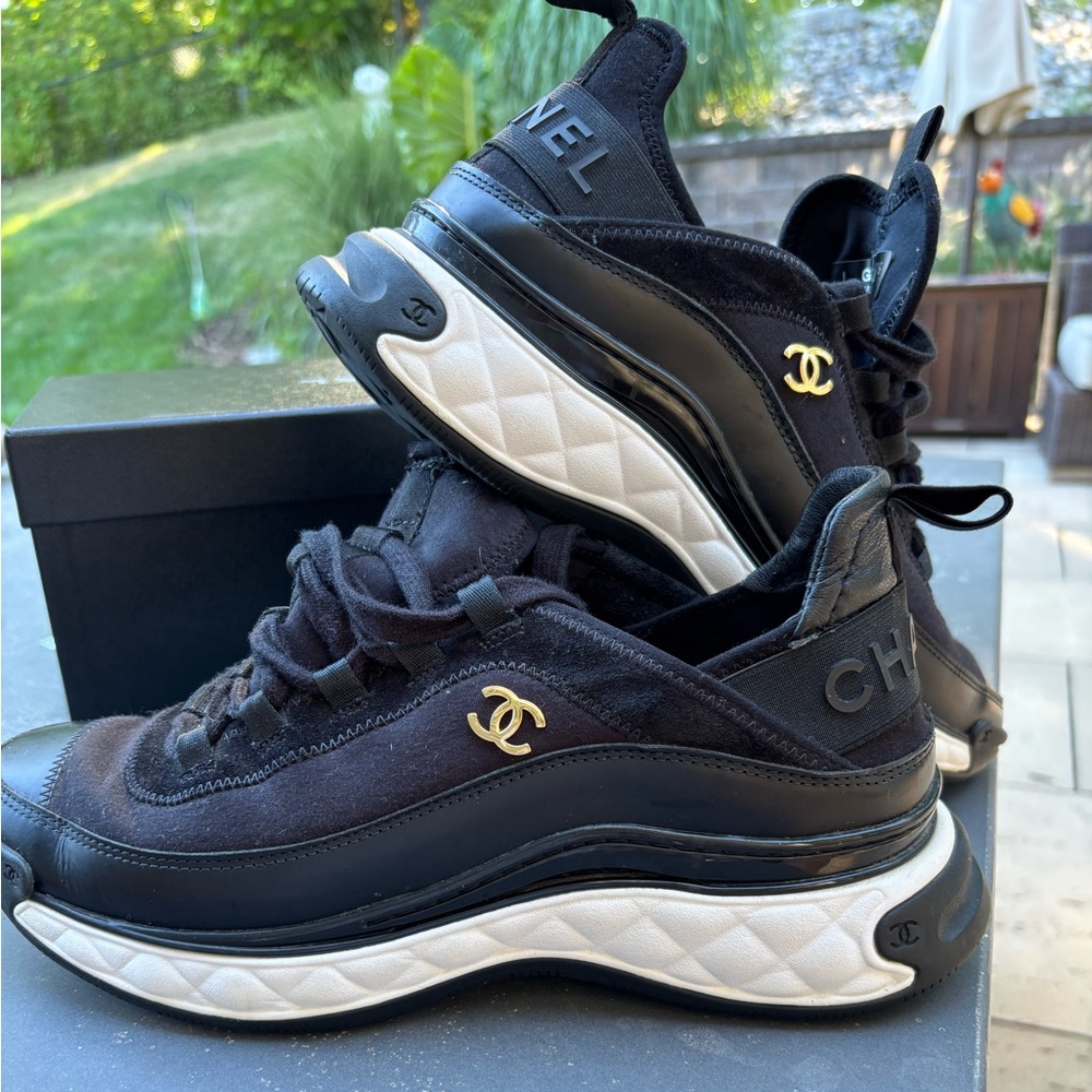 CHANEL Black and White Sneakers